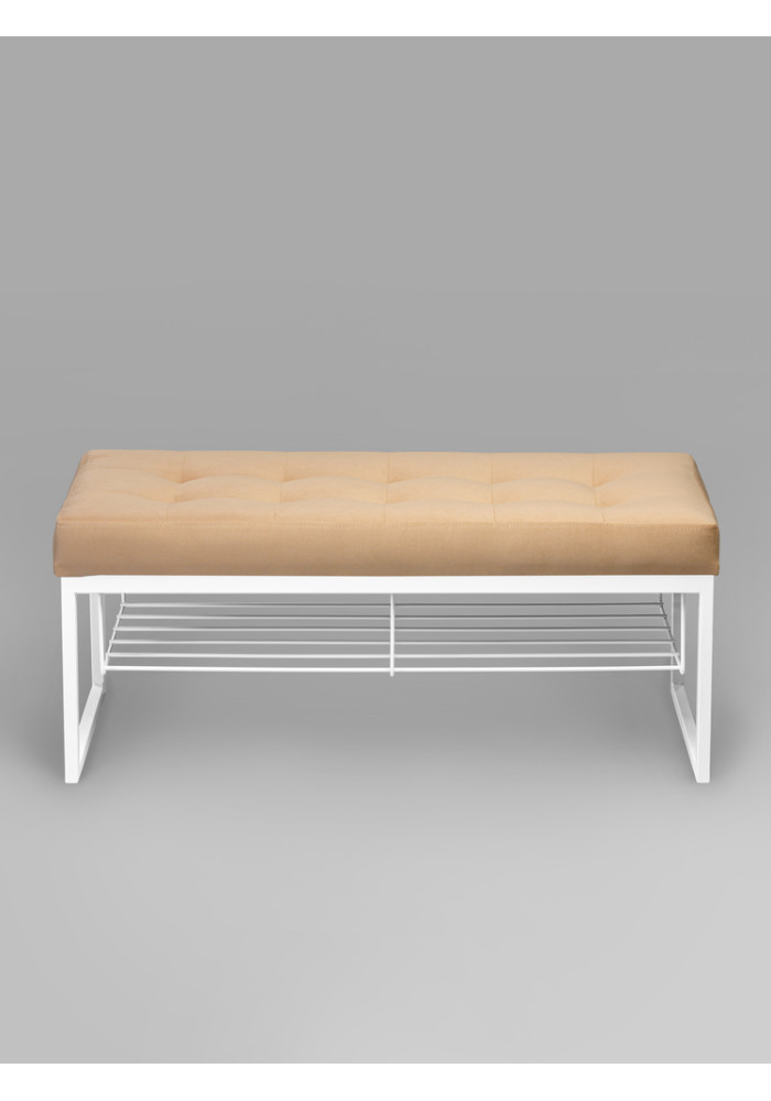 Банкетка Марсей 95-44 с полкой (персиковый/белый)