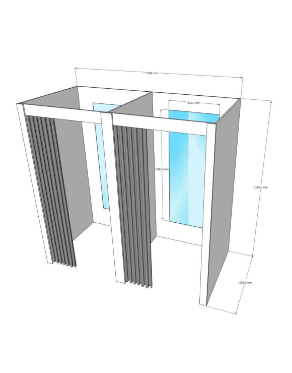Примерочная кабина 2-секции для ПВЗ и магазина