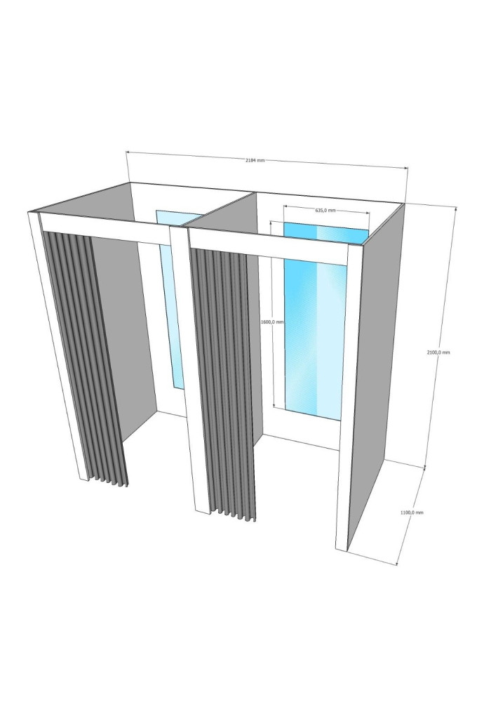 Примерочная кабина 2-секции для ПВЗ и магазина