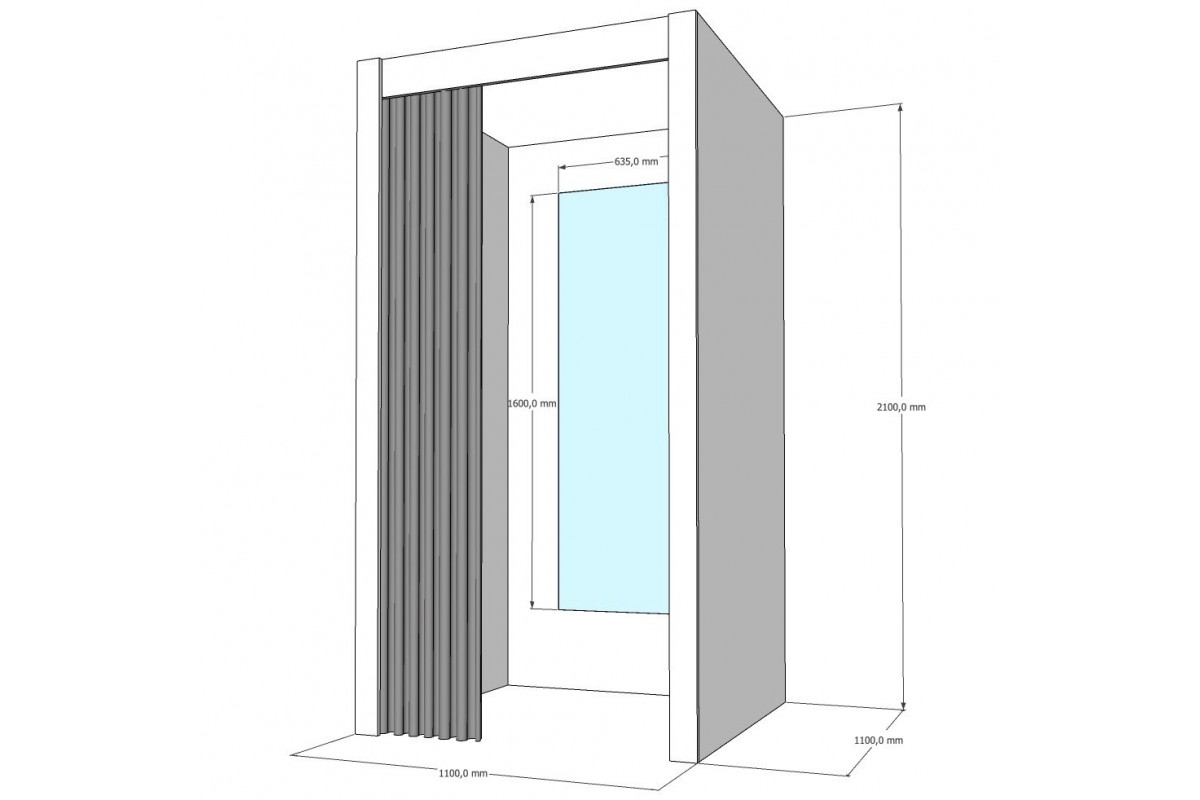Примерочная кабина 1-секционная для ПВЗ и магазина