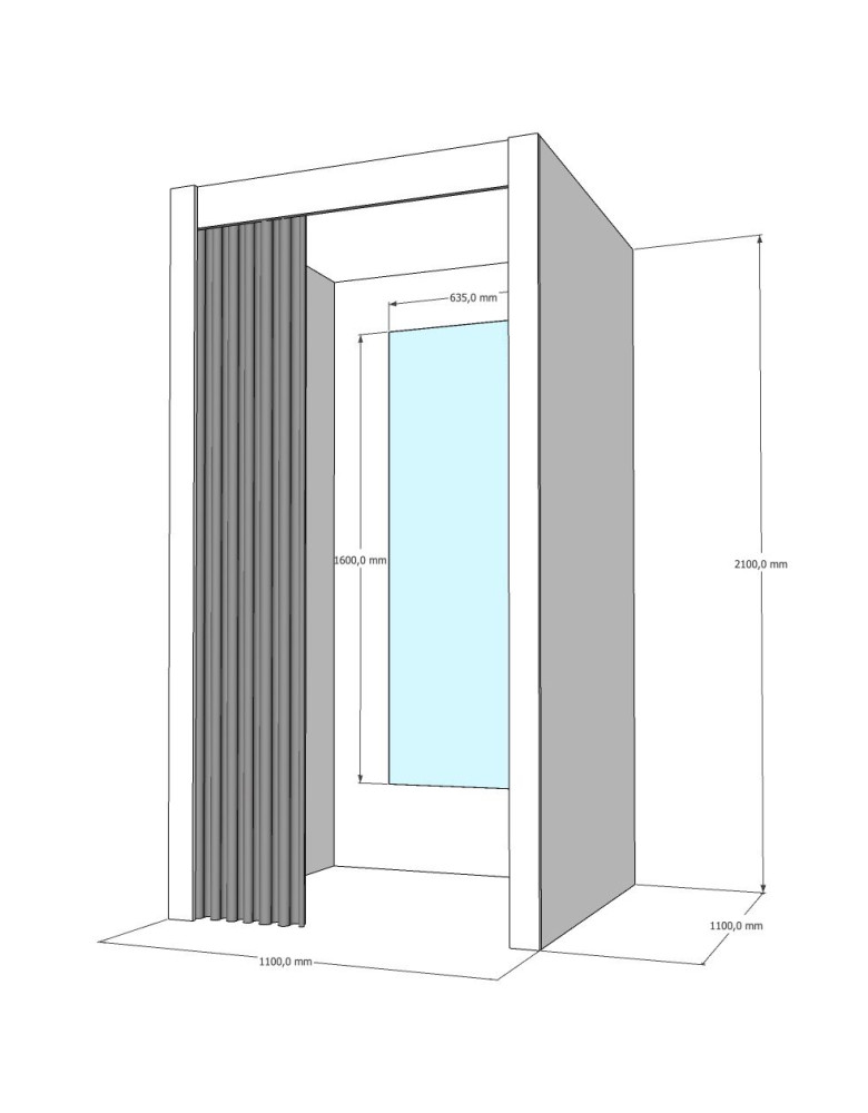 Примерочная кабина 1-секционная для ПВЗ и магазина