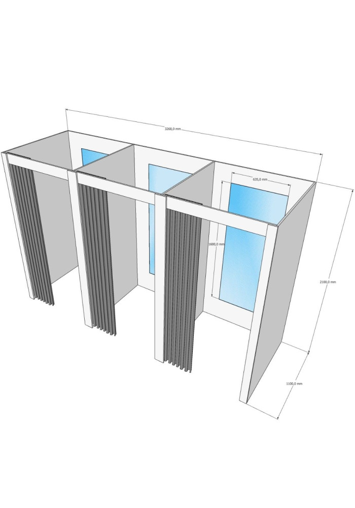 Примерочная кабина 3-секции для ПВЗ и магазина
