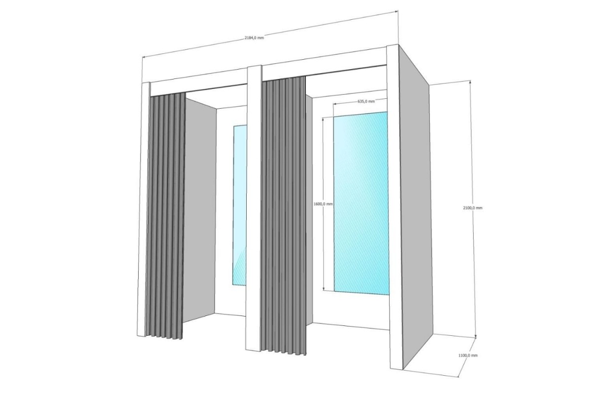 Примерочная кабина 2-секции для ПВЗ и магазина