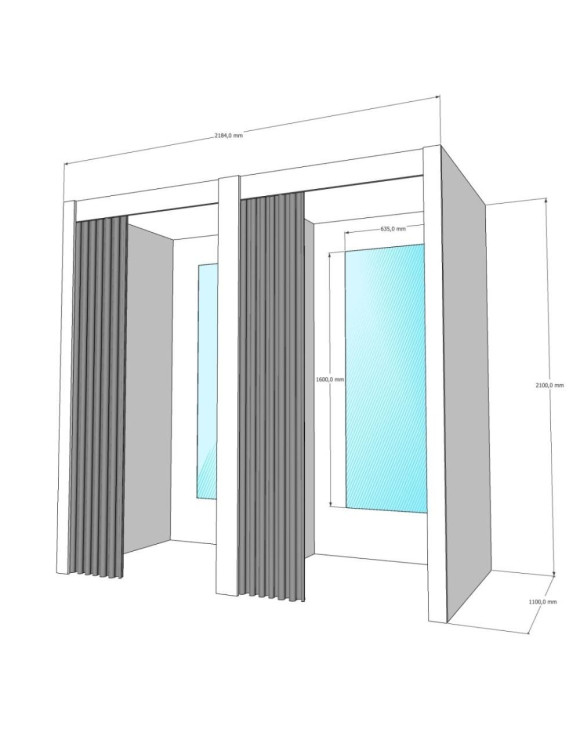 Примерочная кабина 2-секции для ПВЗ и магазина