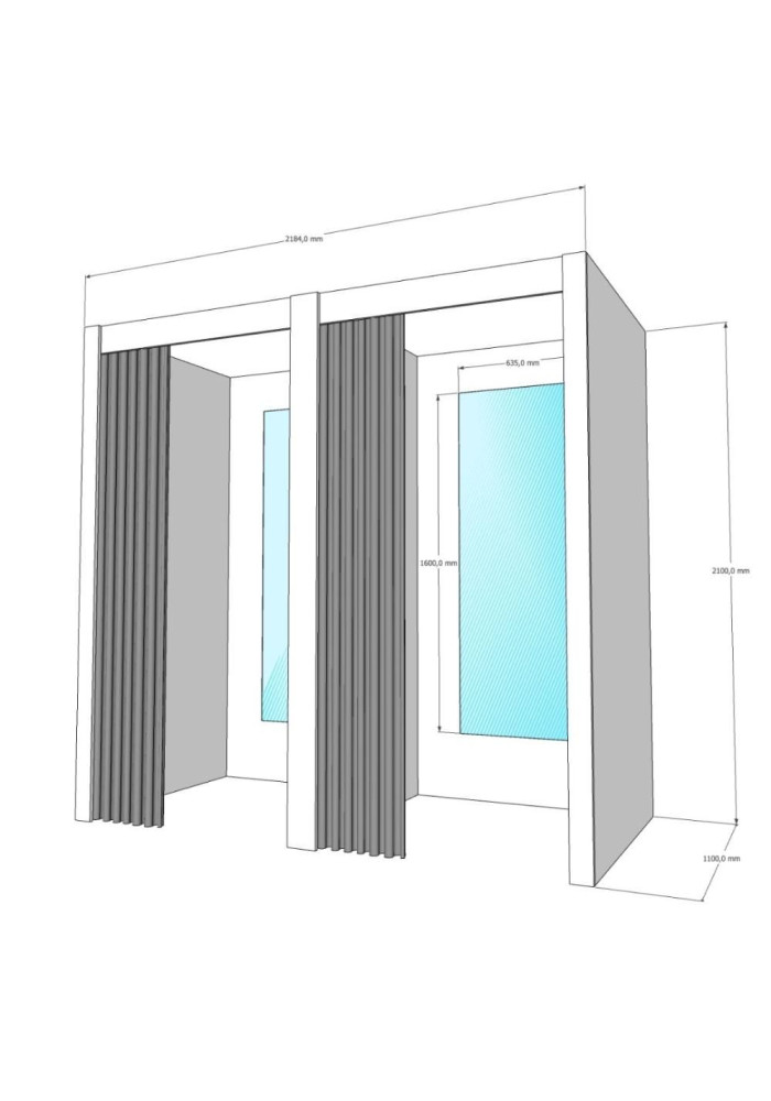 Примерочная кабина 2-секции для ПВЗ и магазина